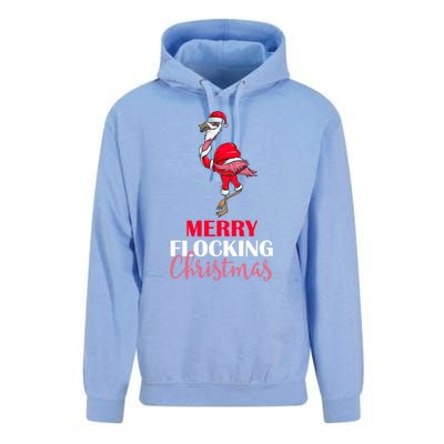 Flamingo Santa Claus Christmas Merry Flocking Christmas Pun Gift Unisex Surf Hoodie