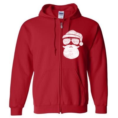 Funny Santa Claus Face Sunglasses With Hat Beard Christmas Full Zip Hoodie