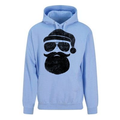 Funny Santa Claus Face Sunglasses With Hat Beard Christmas Unisex Surf Hoodie