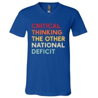 Funny Sarcastic Critical Thinking The Other National Deficit Gift V-Neck T-Shirt