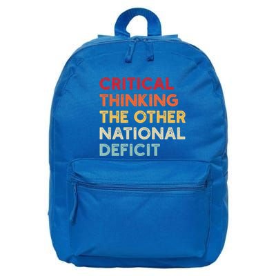 Funny Sarcastic Critical Thinking The Other National Deficit Gift 16 in Basic Backpack