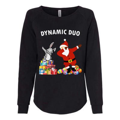 Funny Santa Claus And Easter Bunny Dynamic Duo Womens California Wash Sweatshirt