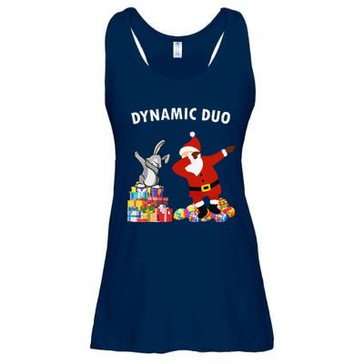 Funny Santa Claus And Easter Bunny Dynamic Duo Ladies Essential Flowy Tank