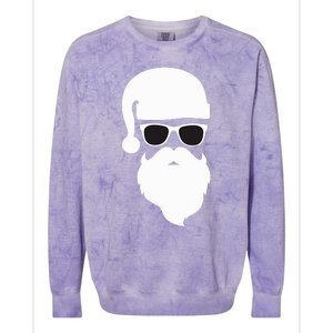 Funny Santa Claus Face Sunglasses with Hat Beard Christmas  Colorblast Crewneck Sweatshirt