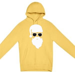 Funny Santa Claus Face Sunglasses with Hat Beard Christmas  Premium Pullover Hoodie