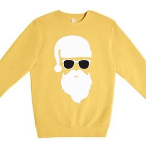 Funny Santa Claus Face Sunglasses with Hat Beard Christmas  Premium Crewneck Sweatshirt