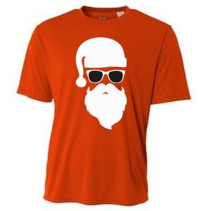 Funny Santa Claus Face Sunglasses with Hat Beard Christmas  Cooling Performance Crew T-Shirt