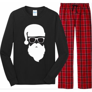 Funny Santa Claus Face Sunglasses with Hat Beard Christmas  Long Sleeve Pajama Set