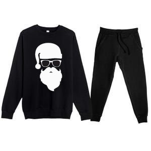 Funny Santa Claus Face Sunglasses with Hat Beard Christmas  Premium Crewneck Sweatsuit Set