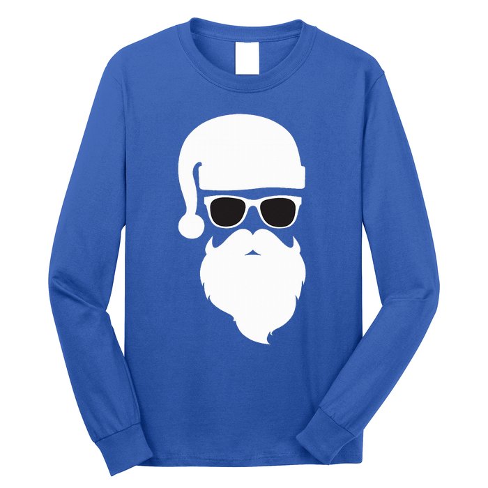 Funny Santa Claus Face Sunglasses with Hat Beard Christmas  Long Sleeve Shirt