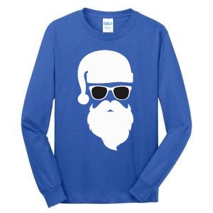 Funny Santa Claus Face Sunglasses with Hat Beard Christmas  Tall Long Sleeve T-Shirt