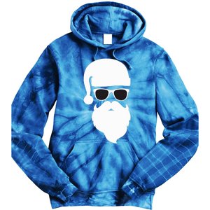 Funny Santa Claus Face Sunglasses with Hat Beard Christmas  Tie Dye Hoodie