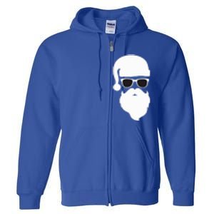 Funny Santa Claus Face Sunglasses with Hat Beard Christmas  Full Zip Hoodie