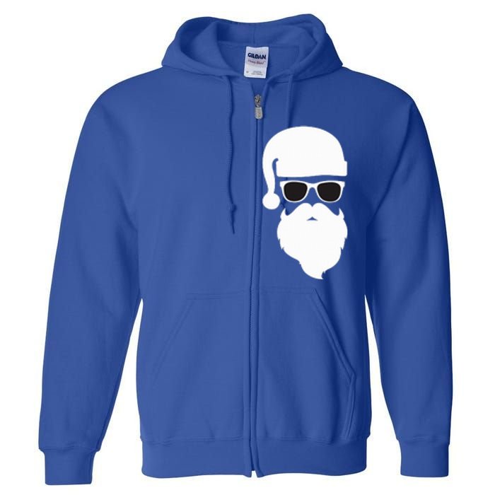 Funny Santa Claus Face Sunglasses with Hat Beard Christmas  Full Zip Hoodie