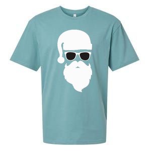 Funny Santa Claus Face Sunglasses with Hat Beard Christmas  Sueded Cloud Jersey T-Shirt