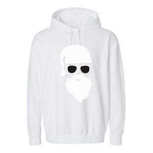 Funny Santa Claus Face Sunglasses with Hat Beard Christmas  Garment-Dyed Fleece Hoodie