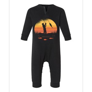 Fisherman Sunset Catching A Fish, & View Beneath The Water Fishing Infant Fleece One Piece