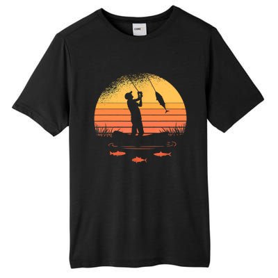 Fisherman Sunset Catching A Fish, & View Beneath The Water Fishing Tall Fusion ChromaSoft Performance T-Shirt