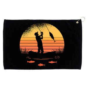 Fisherman Sunset Catching A Fish, & View Beneath The Water Fishing Grommeted Golf Towel