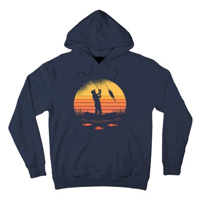 Fisherman Sunset Catching A Fish, & View Beneath The Water Fishing Hoodie