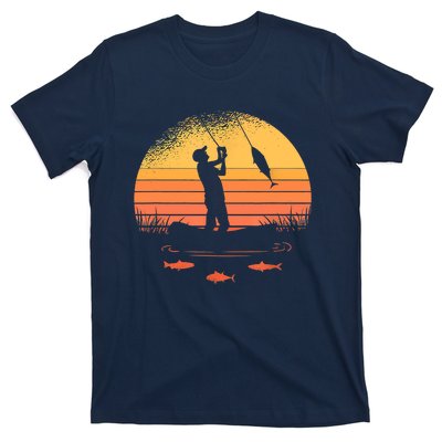 Fisherman Sunset Catching A Fish, & View Beneath The Water Fishing T-Shirt