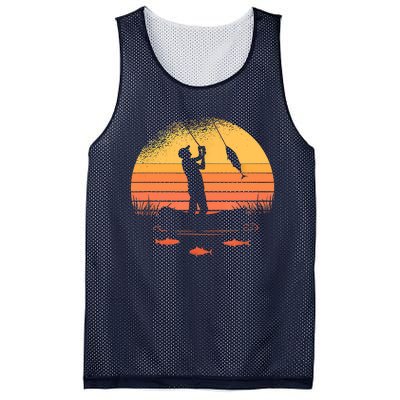 Fisherman Sunset Catching A Fish, & View Beneath The Water Fishing Mesh Reversible Basketball Jersey Tank