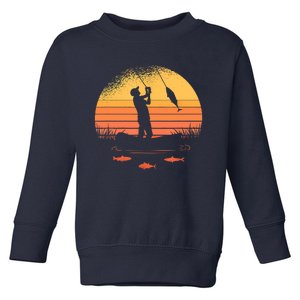 Fisherman Sunset Catching A Fish, & View Beneath The Water Fishing Toddler Sweatshirt