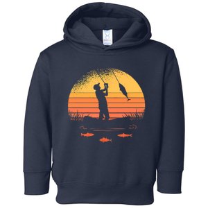 Fisherman Sunset Catching A Fish, & View Beneath The Water Fishing Toddler Hoodie