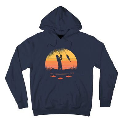 Fisherman Sunset Catching A Fish, & View Beneath The Water Fishing Tall Hoodie