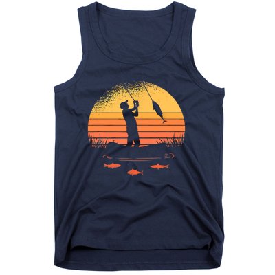 Fisherman Sunset Catching A Fish, & View Beneath The Water Fishing Tank Top