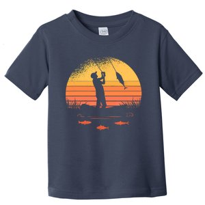 Fisherman Sunset Catching A Fish, & View Beneath The Water Fishing Toddler T-Shirt