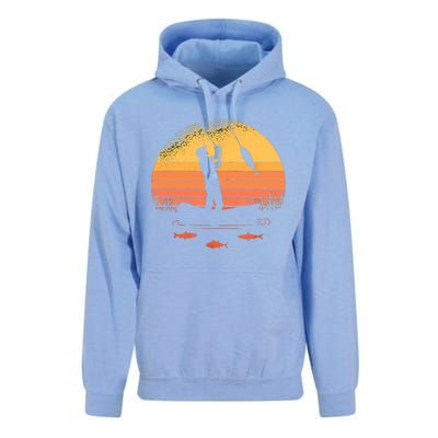 Fisherman Sunset Catching A Fish, & View Beneath The Water Fishing Unisex Surf Hoodie