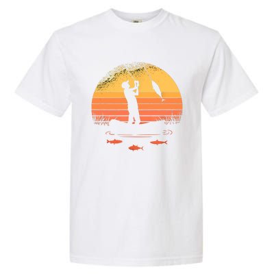 Fisherman Sunset Catching A Fish, & View Beneath The Water Fishing Garment-Dyed Heavyweight T-Shirt