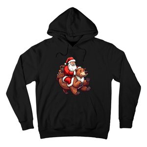 Funny Santa Claus Riding Bear Christmas Holiday Animals Hoodie