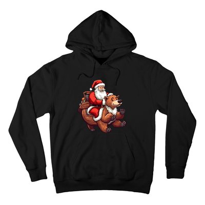 Funny Santa Claus Riding Bear Christmas Holiday Animals Hoodie