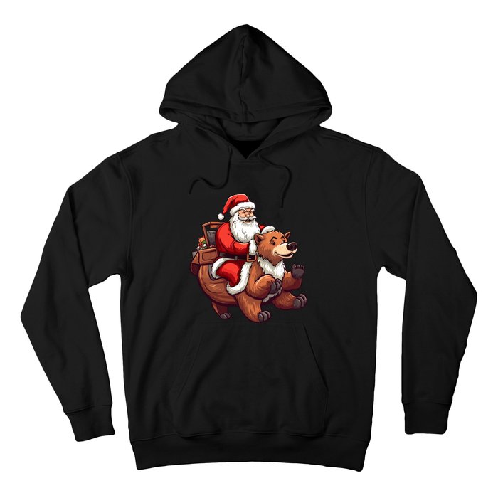 Funny Santa Claus Riding Bear Christmas Holiday Animals Hoodie