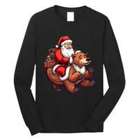 Funny Santa Claus Riding Bear Christmas Holiday Animals Long Sleeve Shirt