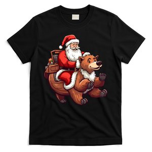 Funny Santa Claus Riding Bear Christmas Holiday Animals T-Shirt