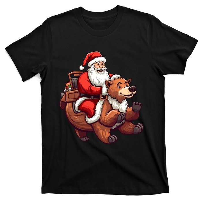 Funny Santa Claus Riding Bear Christmas Holiday Animals T-Shirt