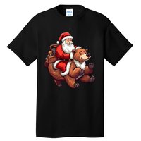 Funny Santa Claus Riding Bear Christmas Holiday Animals Tall T-Shirt