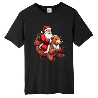 Funny Santa Claus Riding Bear Christmas Holiday Animals Tall Fusion ChromaSoft Performance T-Shirt