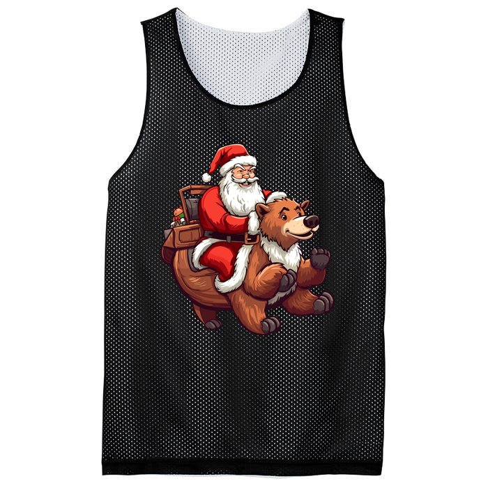 Funny Santa Claus Riding Bear Christmas Holiday Animals Mesh Reversible Basketball Jersey Tank