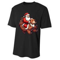 Funny Santa Claus Riding Bear Christmas Holiday Animals Performance Sprint T-Shirt