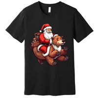 Funny Santa Claus Riding Bear Christmas Holiday Animals Premium T-Shirt