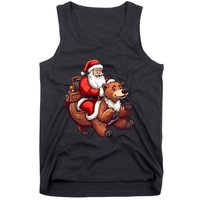 Funny Santa Claus Riding Bear Christmas Holiday Animals Tank Top