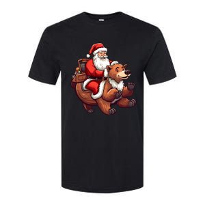 Funny Santa Claus Riding Bear Christmas Holiday Animals Softstyle CVC T-Shirt