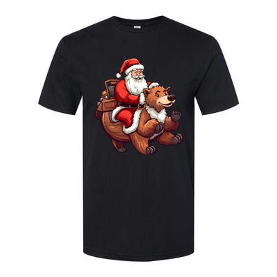 Funny Santa Claus Riding Bear Christmas Holiday Animals Softstyle CVC T-Shirt