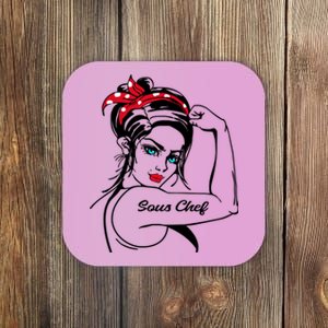 Female Sous Chef Rosie The Riveter Pin Up Gift Coaster