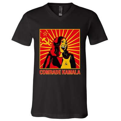 Fun Socialist Comrade Kamala Commie La Harris 2024 Kammunism V-Neck T-Shirt