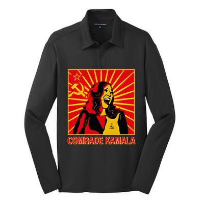 Fun Socialist Comrade Kamala Commie La Harris 2024 Kammunism Silk Touch Performance Long Sleeve Polo